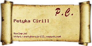 Petyka Cirill névjegykártya